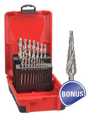 DELTA POINT DRILL SET 1-10MM 0.5 INCREMENTS PLUS BONUS STEP DRILL