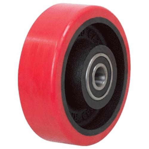 150MM POLYURETHANE TYRED CI CENTRED WHEEL 1" AXLE PU659-1