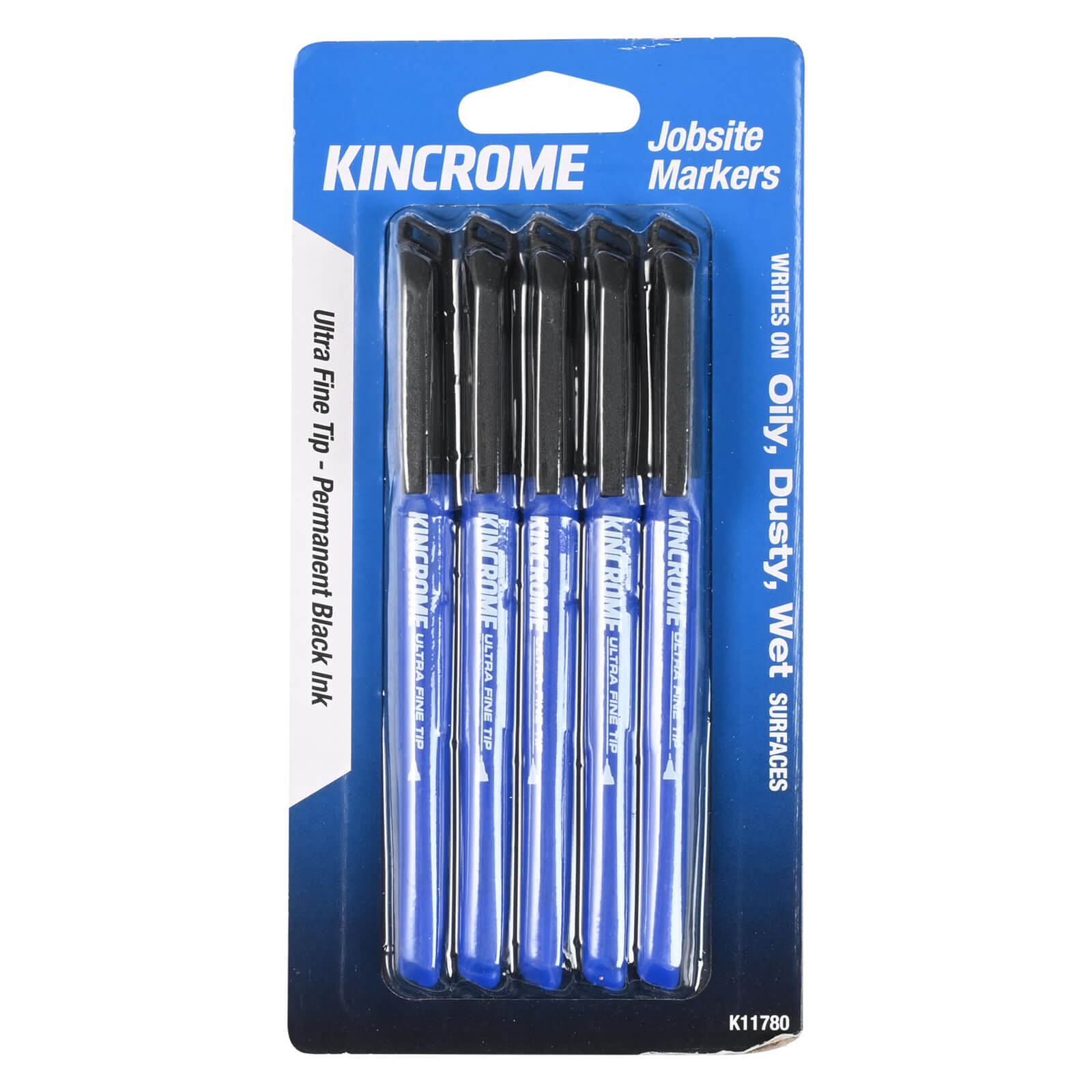 KINCROME K11780 PERMANENT MARKER U/F PT 5PK BLACK