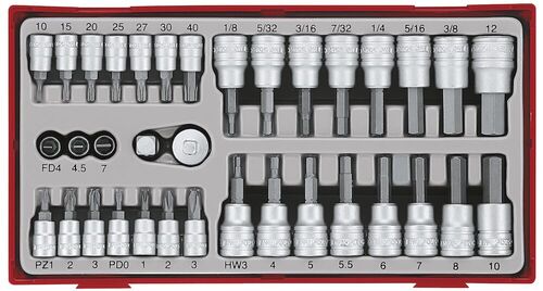 TENG TTBS35 35 PC 1/4" & 3/8" DR BITS SOCKET SET TC-TRAY