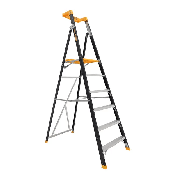 GORILLA PLATFORM LADDER 6 STEP (1.74M) PRO-LITE FIBREGLASS 150KG INDUSTRIAL